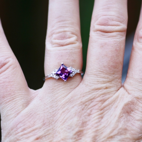 Handmade Sterling Silver Amethyst Ring, Art Deco, February Birthstone - Picture 4 of 7